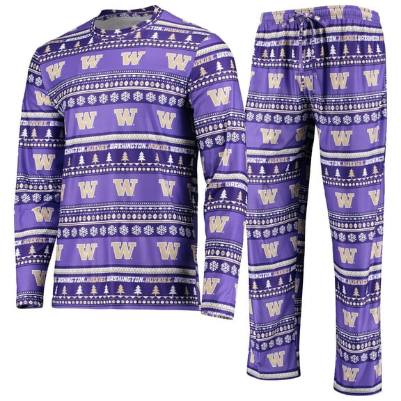 Men's Concepts Sport Purple Washington Huskies Ugly Sweater Long Sleeve Top and Pants Sleep Set