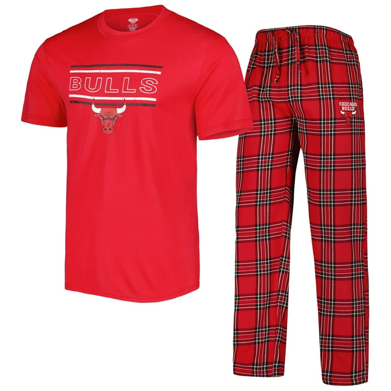 Men s Concepts Sport Red Black Chicago Bulls Badge T Shirt Pajama Pants Sleep Set Walmart