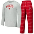 thumbnail image 1 of Men's Concepts Sport Red Chicago Bulls Petition Long Sleeve T-Shirt and Plaid Pant Set, 1 of 5