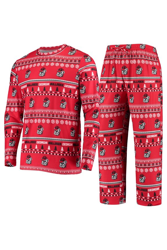 Men's Concepts Sport Red Georgia Bulldogs Ugly Sweater Knit Long Sleeve Top and Pant Set