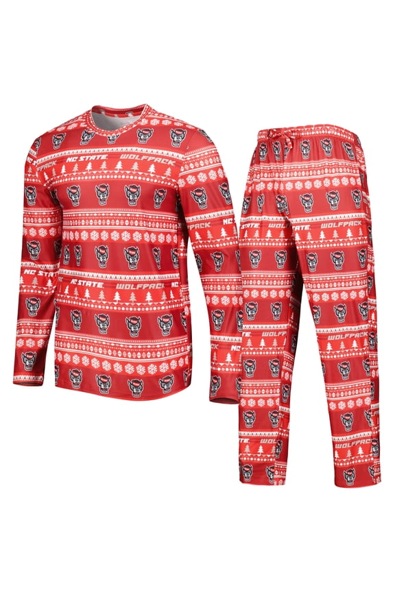 Men's Concepts Sport Red NC State Wolfpack Swivel Long Sleeve Top & Pants Sleep Set