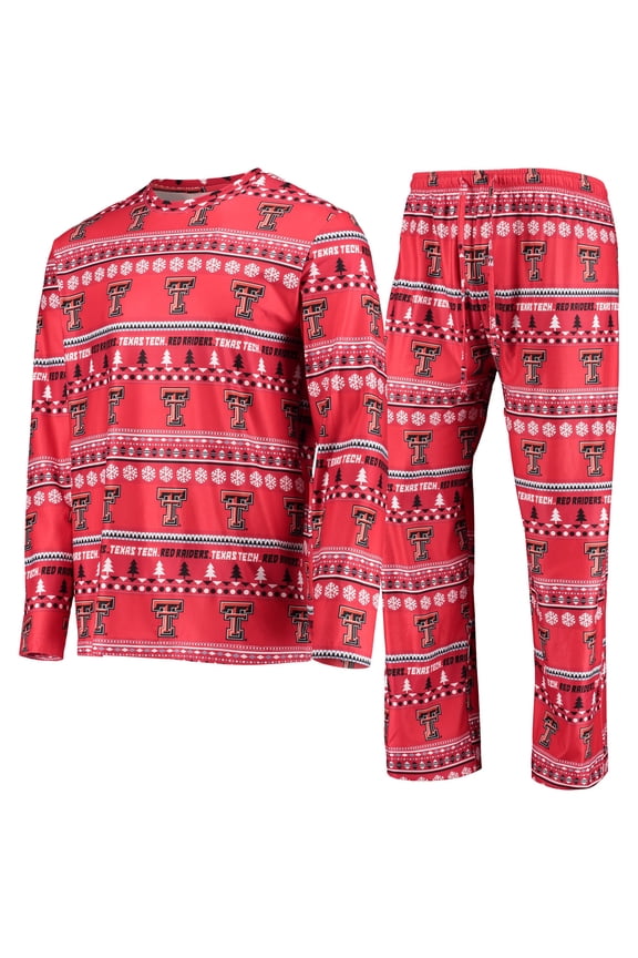 Men's Concepts Sport Red Texas Tech Red Raiders Ugly Sweater Long Sleeve Top and Pants Sleep Set