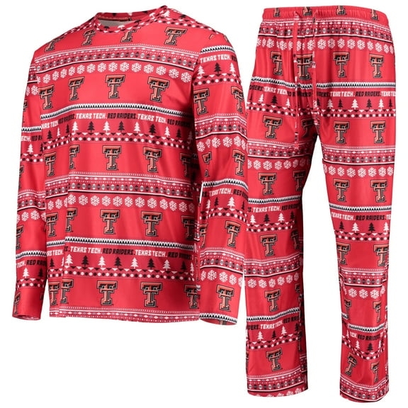 Men's Concepts Sport Red Texas Tech Red Raiders Ugly Sweater Long Sleeve Top and Pants Sleep Set