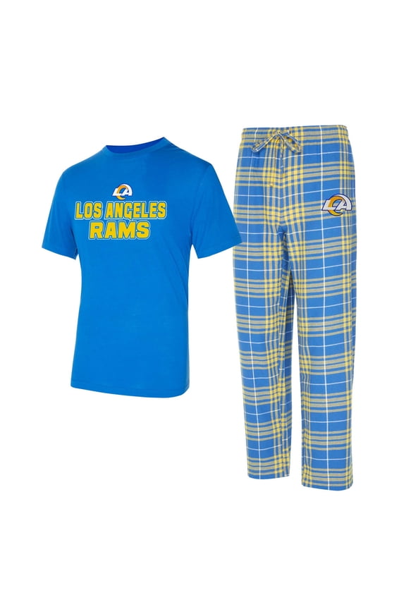 Men's Concepts Sport Royal/Gold Los Angeles Rams Vector Top & Flannel Pants Sleep Set