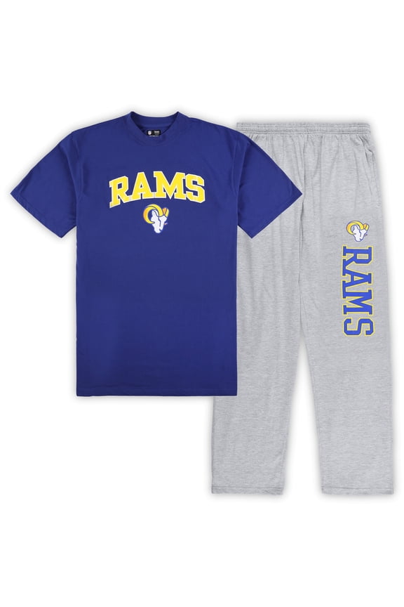 Men's Concepts Sport Royal/Heather Gray Los Angeles Rams Big & Tall Top & Pajama Pants Sleep Set