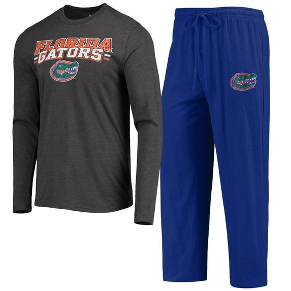 Men's Concepts Sport Royal/Heathered Charcoal Florida Gators Meter Long Sleeve Top & Pants Sleep Set