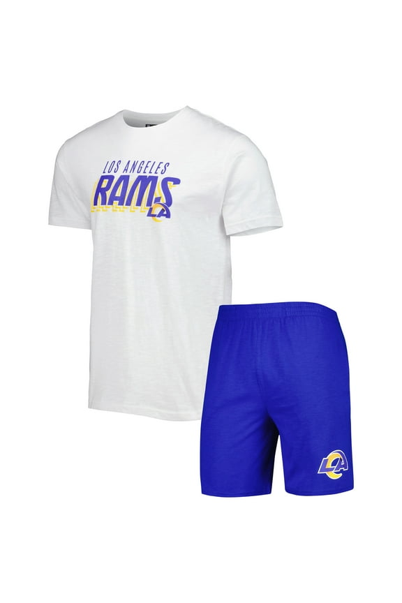 Men's Concepts Sport Royal/White Los Angeles Rams Downfield Top & Shorts Sleep Set