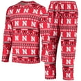 thumbnail image 1 of Men's Concepts Sport Scarlet Nebraska Huskers Ugly Sweater Knit Long Sleeve Top and Pant Set, 1 of 5