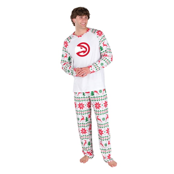Men's Concepts Sport White Atlanta Hawks Tidings All-Over Print Knit Long Sleeve Top & Pants Set