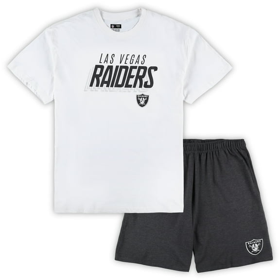 Men's Concepts Sport White/Charcoal Las Vegas Raiders Big & Tall Top and Shorts Set