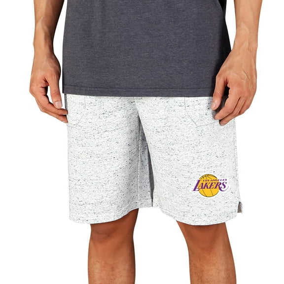 Men's Concepts Sport White/Charcoal Los Angeles Lakers Throttle Knit Jam Shorts