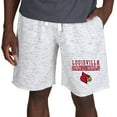 thumbnail image 1 of Men's Concepts Sport White/Charcoal Louisville Cardinals Alley Fleece Shorts, 1 of 1