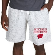 Men's Concepts Sport White/Charcoal Wisconsin Badgers Alley Fleece Shorts