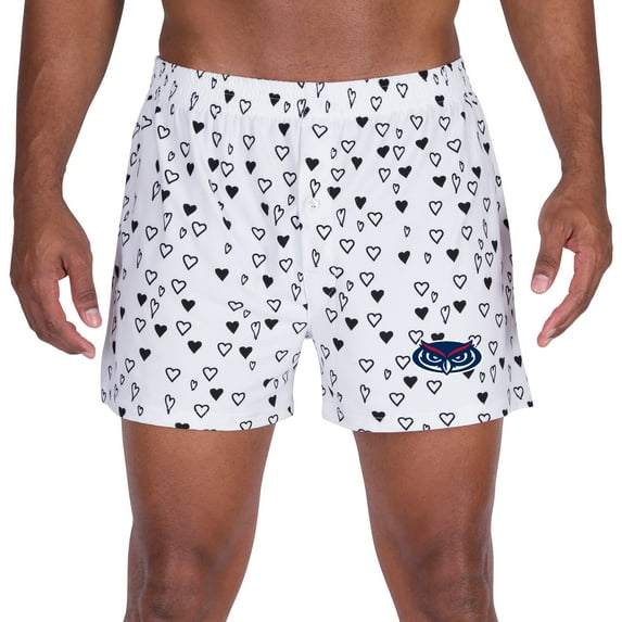 Men's Concepts Sport White Florida Atlantic Owls Epiphany Allover Print Knit Boxer Shorts