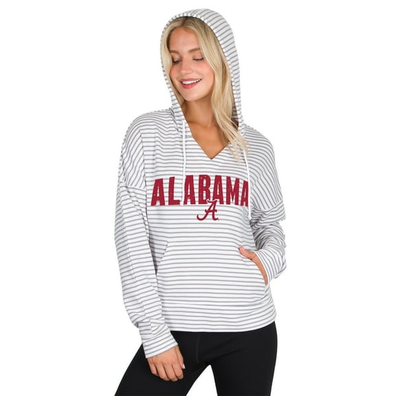 Men's Concepts Sport  White/Gray Alabama Crimson Tide French Terry Striped V-Neck Pullover Hoodie