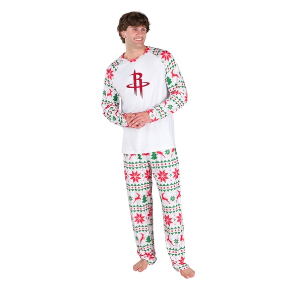 Men's Concepts Sport White Houston Rockets Tidings All-Over Print Knit Long Sleeve Top & Pants Set