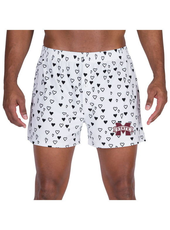 Men's Concepts Sport White Mississippi State Bulldogs Epiphany Allover Print Knit Boxer Shorts