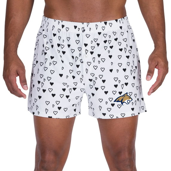Men's Concepts Sport White Montana State Bobcats Epiphany Allover Print Knit Boxer Shorts