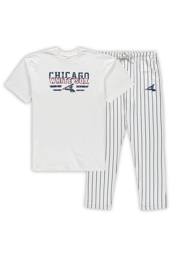 Men's Concepts Sport White/Navy Chicago White Sox Big & Tall Pinstripe Sleep Set