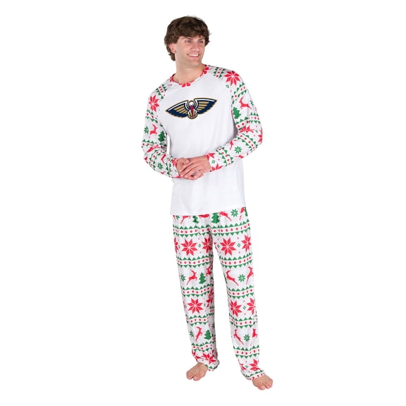 Men's Concepts Sport White New Orleans Pelicans Tidings All-Over Print Knit Long Sleeve Top & Pants Set