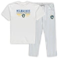 thumbnail image 1 of Men's Concepts Sport White/Royal Milwaukee Brewers Big & Tall Pinstripe Sleep Set, 1 of 3