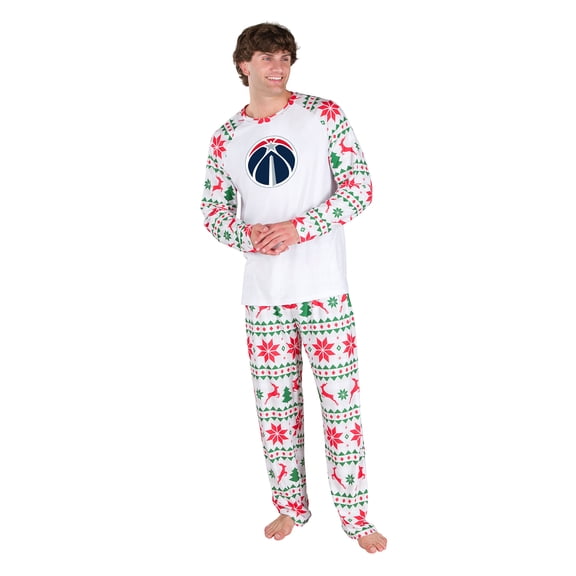 Men's Concepts Sport White Washington Wizards Tidings All-Over Print Knit Long Sleeve Top & Pants Set