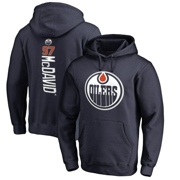 Men's Connor McDavid Navy Edmonton Oilers Backer Name & Number Pullover Hoodie