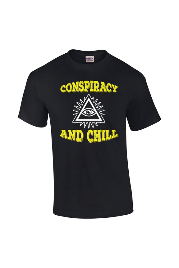 Men's Conspiracy and Chill Illuminati All Seeing Eye Pyramid Short Sleeve T-shirt-Black-medium