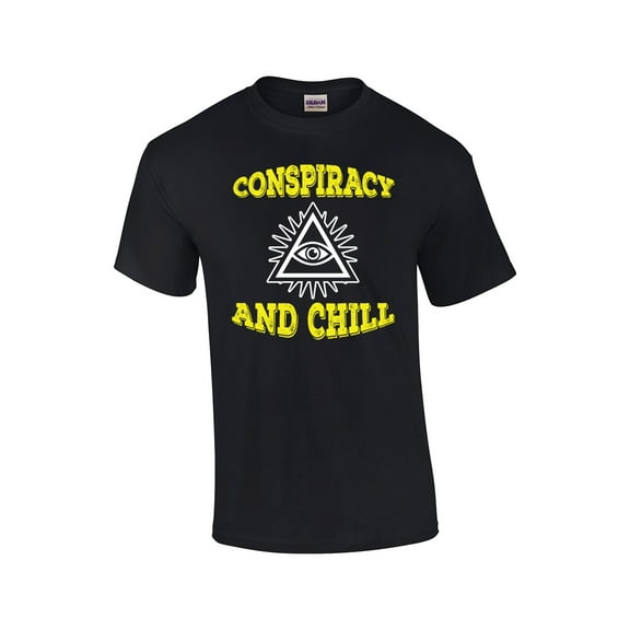 Men's Conspiracy and Chill Illuminati All Seeing Eye Pyramid Short Sleeve T-shirt-Black-xl