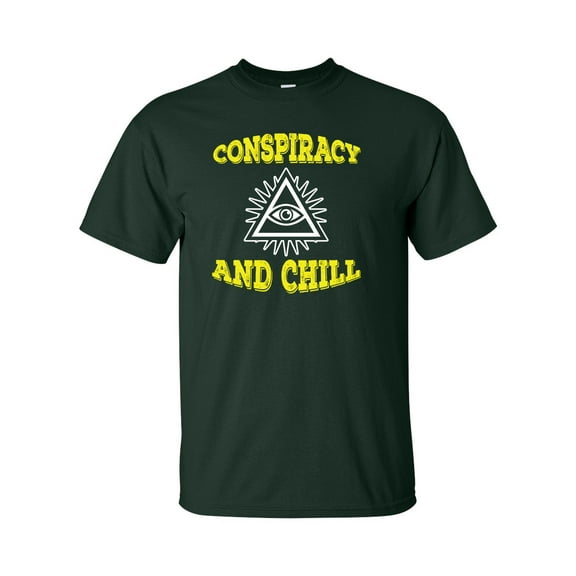 Men's Conspiracy and Chill Illuminati All Seeing Eye Pyramid Short Sleeve T-shirt-Forest-small