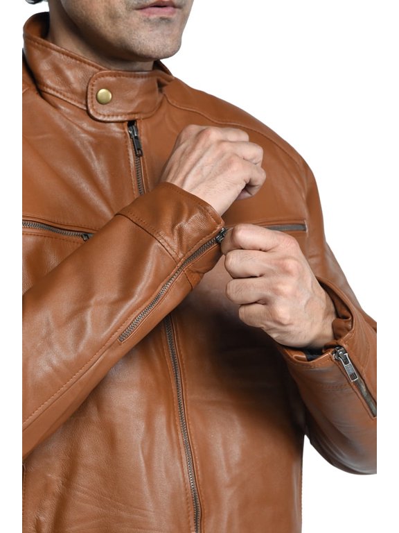 Men's Contemporary Brown Leather Jacket