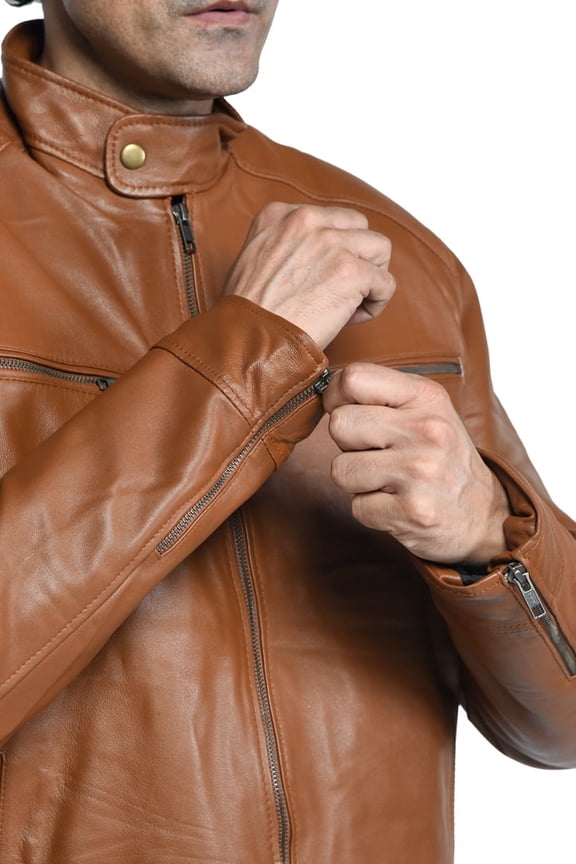Men's Contemporary Brown Leather Jacket