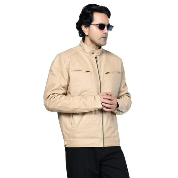 Men's Contemporary Tan Leather Jacket