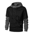 thumbnail image 1 of Men's Contrasting Hooded Top With Drawstring Pockets Casual Long Sleeved Sweatshirt Solid Color Men's Hooded Sweatshirt, 1 of 8