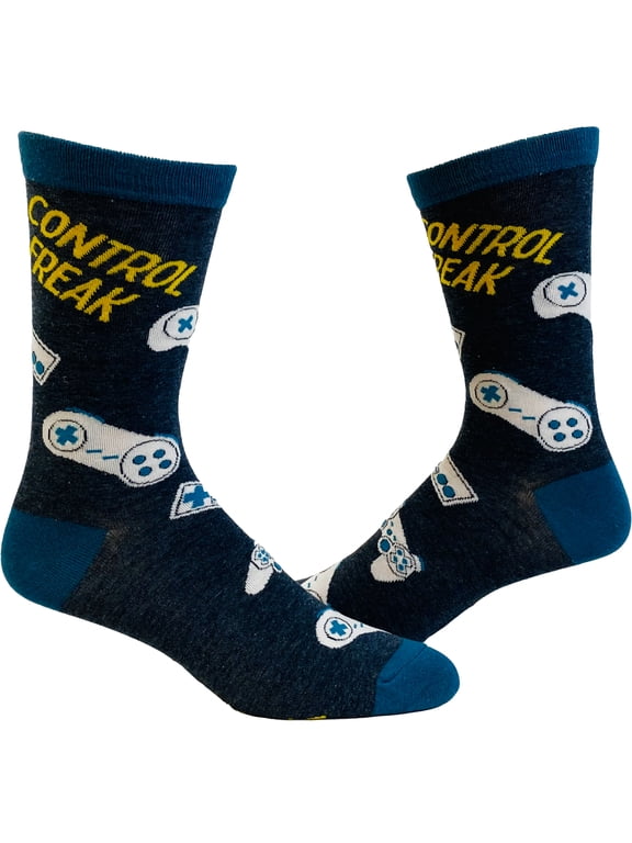 Men's Control Freak Socks Funny Retro Gamer Video Game Controller Joystick Novelty Footwear