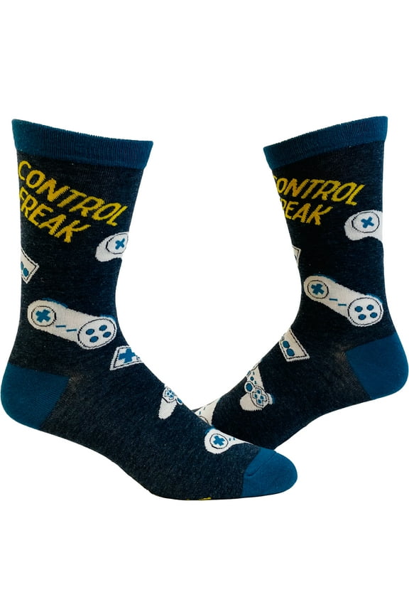 Men's Control Freak Socks Funny Retro Gamer Video Game Controller Joystick Novelty Footwear