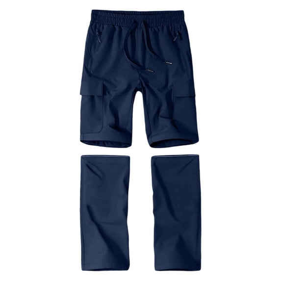Men's Convertible Cargo Pants - Removable Legs for Outdoor Activities & Versatile Wear Navy 2XL