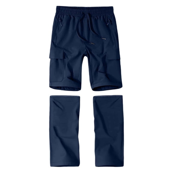 Men's Convertible Cargo Pants - Removable Legs for Outdoor Activities & Versatile Wear Navy S