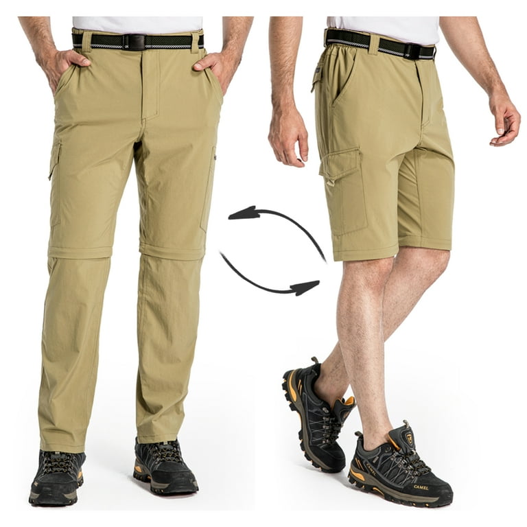 Men's Convertible Hiking Shorts and Pants, Lightweight Quick-Dry Fishing  Safari Camping Bottoms with Belt 