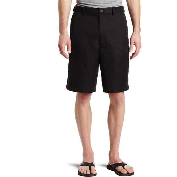 Men's Cool 18 Gabardine Hidden Expandable Waist Plain Front Short,Black,44