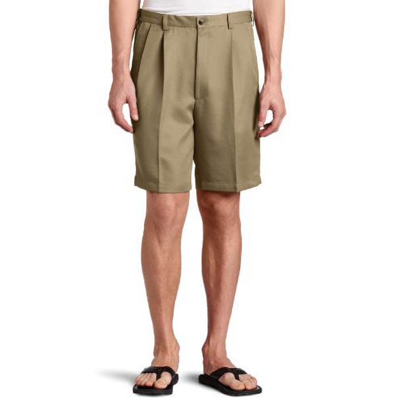 Men's Cool 18 Gabardine Hidden Expandable Waist Pleat Front Short,British Khaki,42