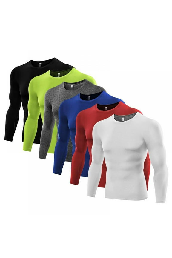 Men's Cool Dry Fit Long Sleeve Compression Shirts, Active Sports Base Layer T-Shirt, Athletic Workout Shirt