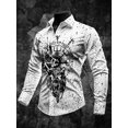 thumbnail image 1 of Men's Cool Skull Graphic 3D Print Long Sleeve Casual Button Down Hawaiian Shirts White A M, 1 of 7
