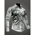 thumbnail image 1 of Men's Cool Skull Graphic 3D Print Long Sleeve Casual Button Down Hawaiian Shirts White XXL, 1 of 7