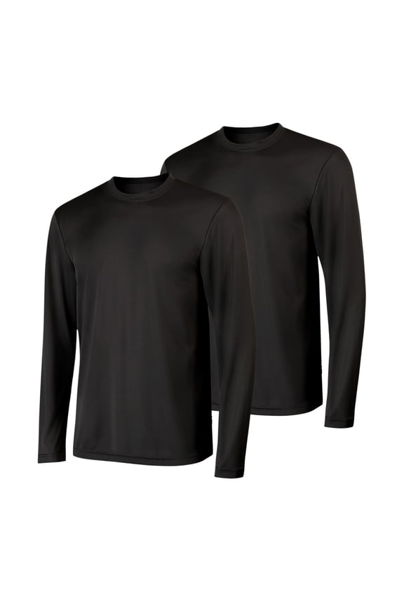Sport Cool DRI Men's Performance Long Sleeve T-Shirt, Value 2-Pack Black M