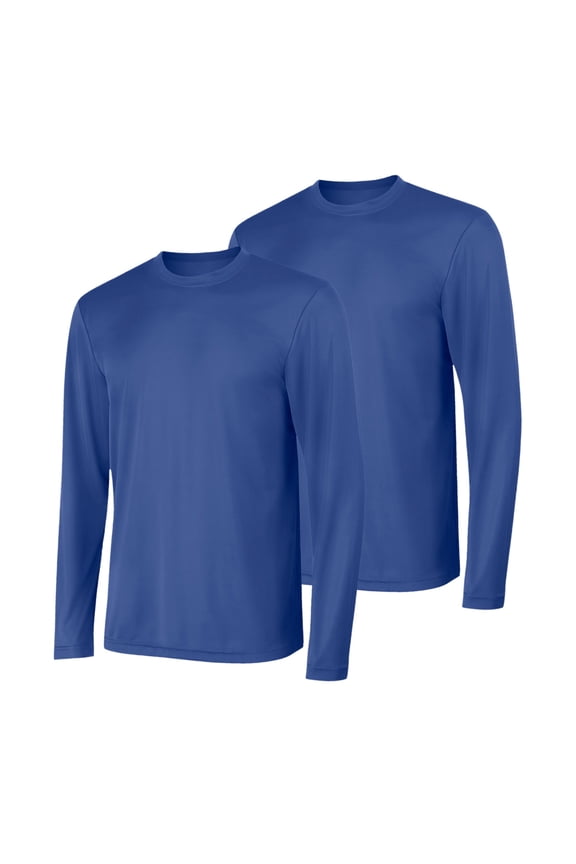 Sport Cool DRI Men's Performance Long Sleeve T-Shirt, Value 2-Pack Deep Royal XL