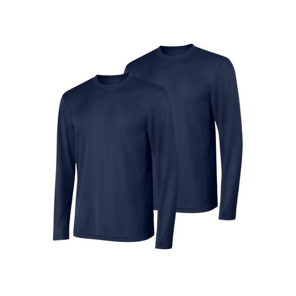 Hanes Sport Cool DRI Men's Performance Long Sleeve T-Shirt, Value 2-Pack Navy L