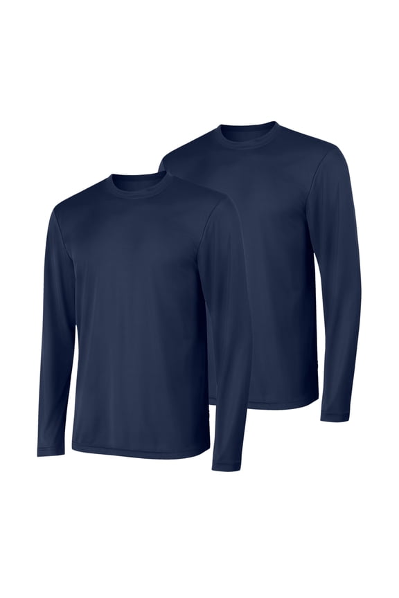 Sport Cool DRI Men's Performance Long Sleeve T-Shirt, Value 2-Pack Navy L