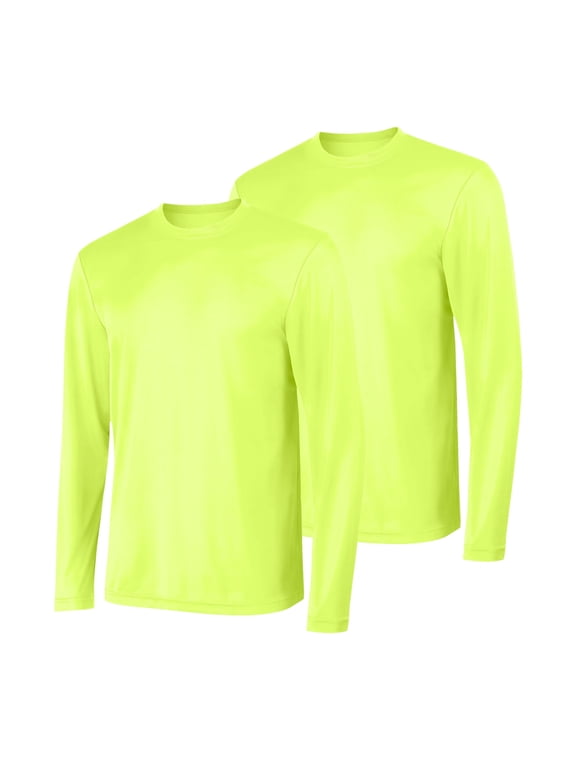 Sport Cool DRI Men's Performance Long Sleeve T-Shirt, Value 2-Pack Safety Green M