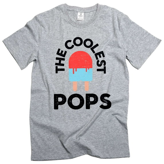 Men's Coolest Pops T-shirt, Grandpa Funny gifts, Papa Father's day grandpa Tee (Medium Grey)